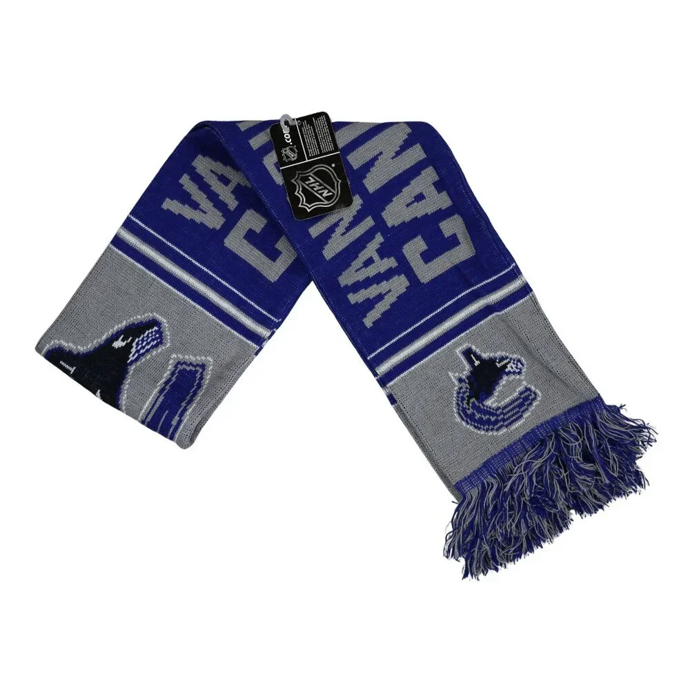 Vancouver Canucks NHL Team Logo & Colors Acrylic Knit Fringe Scarf 62